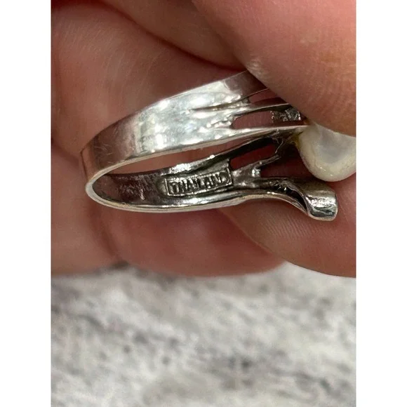 Sterling Silver 925 Pearl Cocktail‎ Ring Pave Accent Stones Split Shank Design 7 - Picture 7 of 9